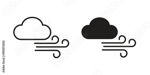 Wind clouds icon and symbol. Vector icon editable set