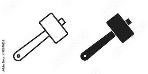 Wooden mallet icon and symbol. Vector icon editable set