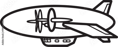 Airship, Blimp, Zeppelin, Vector Aircraft Icon