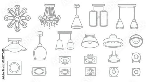 Ceiling Light Fixture Icons and Silhouettes s2mnclh4rbiamdfhjqvysw