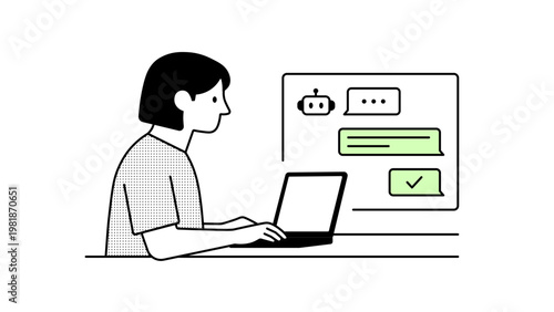AI customer service chatbot conversation vector illustration