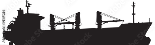 Ship Silhouette, Marine Transport Black Vector Isolated on White Background.