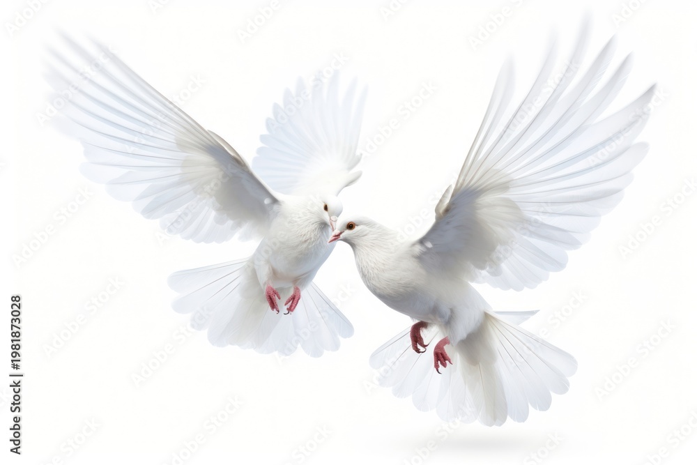 Fototapeta premium White dove flying animal bird white background. AI generated Image by rawpixel.