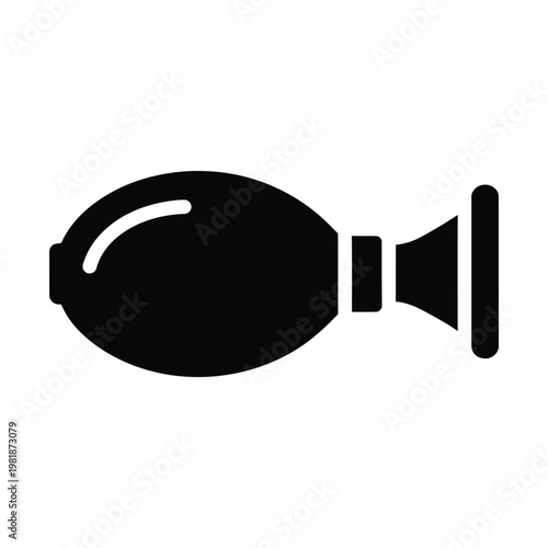 Vintage car horn vector icon, classic automotive squeeze bulb horn silhouette, retro vehicle alarm signal symbol, black minimalist antique trumpet horn graphic