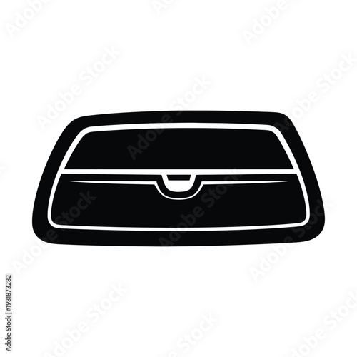 Minimalist bread bin icon vector, black kitchen storage container silhouette, modern breadbox for food preservation, sleek bakery equipment graphic for web design