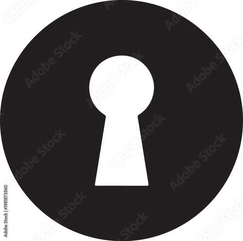 Keyhole icon, black circle, white keyhole symbol, access sign, security token