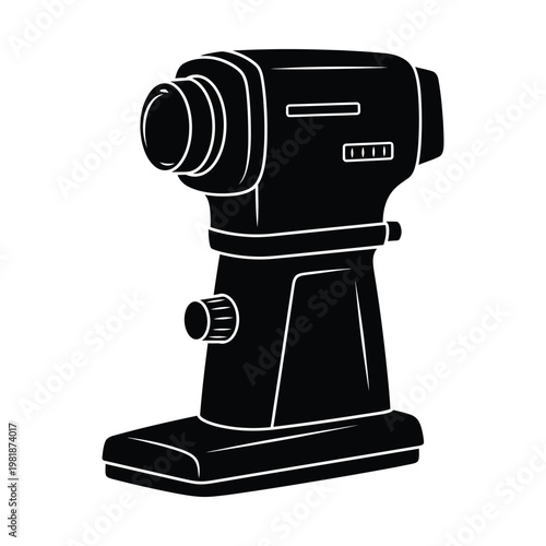 Ophthalmic refractometer vector icon, professional eye examination equipment silhouette, medical diagnostic tool for optometry clinics, black and white vision testing device