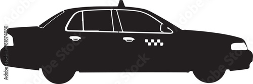 Taxi Silhouette, City Transport Black Vector Isolated on White Background.