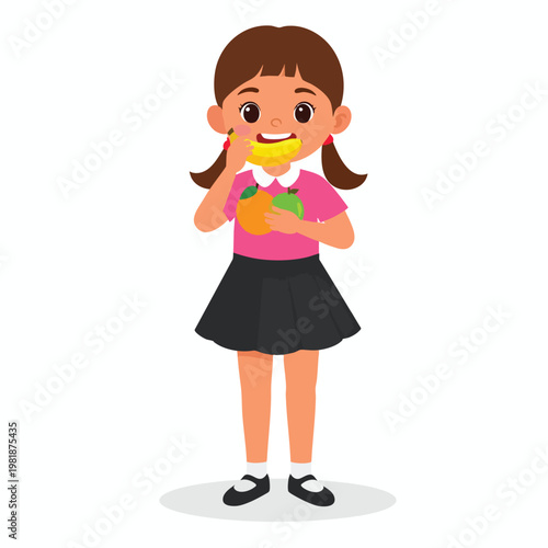 A young girl happily eating a slice of orange