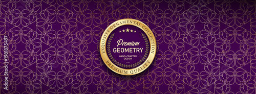 Royal Purple Gold Ogee Seamless Texture - Exquisite Kumiko Geometric Pattern