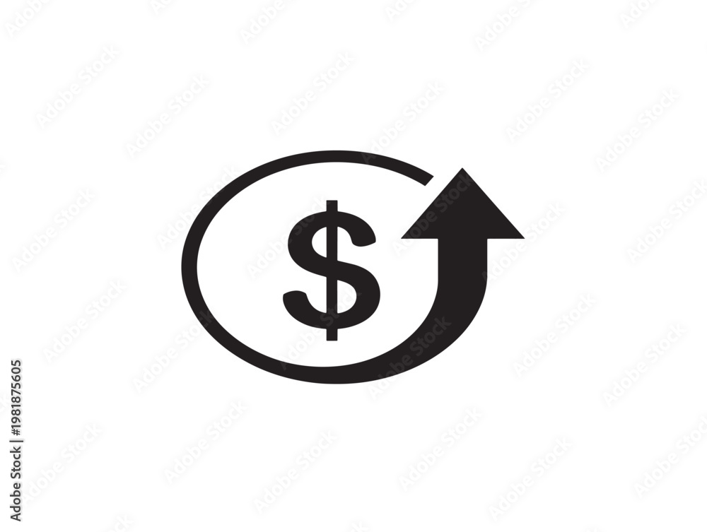 Obraz premium increasing dollar sign growth trend flat design vector illustration