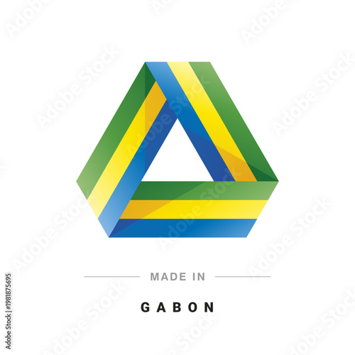 Made in Gabon new 3D triangle flag ribbon logo label banner