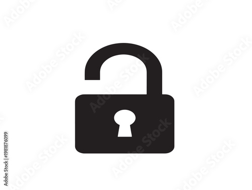 black padlock unlocked security icon flat design vector illustration