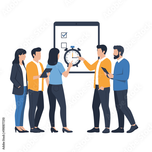 Group of professionals presenting during team meeting.