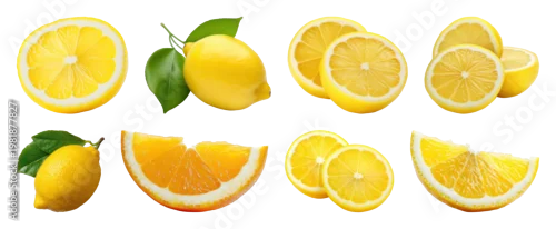Panel kuchenny z motywem PNG Fresh sliced lemons vibrant, transparent background
