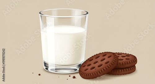 Refreshing Glass of Milk Paired with Delicious Chocolate Sandwich Cookies.