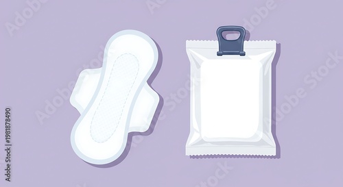 Sanitary Pad and Individually Wrapped Liner - Hygiene Product Illustration.