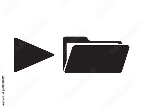 play button pointing to file folder vector illustration flat design