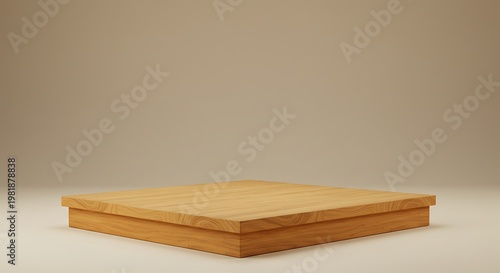 Simple Square Wooden Box, Minimalist Studio Shot, Neutral Tones.