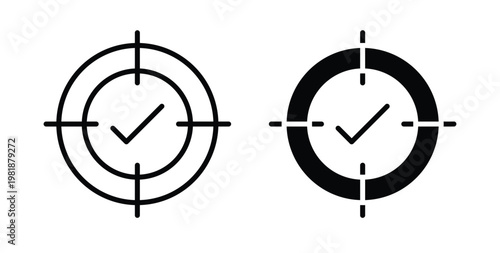Accuracy icon in black and white color. Solid and linear icons