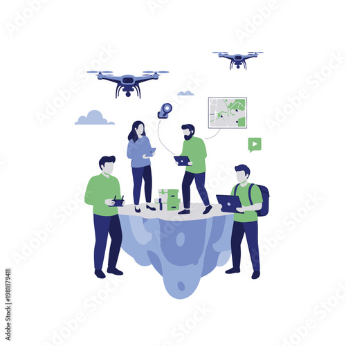 Team Collaboration In Technology With Global Drone Network.