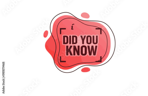 Did You Know Text on Fluid Trendy Organic Shape. Black Vector Silhouette Informational Fact Box and Educational Graphic Element.