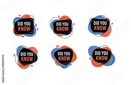 Did You Know Text on Fluid Trendy Organic Shape. Black Vector Silhouette Informational Fact Box and Educational Graphic Element.