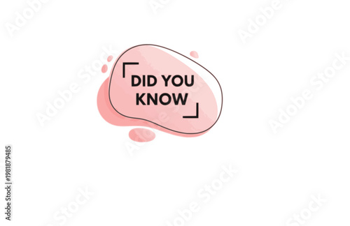 Did You Know Text on Fluid Trendy Organic Shape. Black Vector Silhouette Informational Fact Box and Educational Graphic Element.