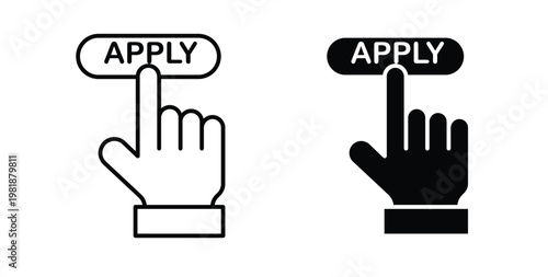 Apply icon in black and white color. Solid and linear icons