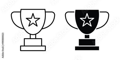 Award icon in black and white color. Solid and linear icons