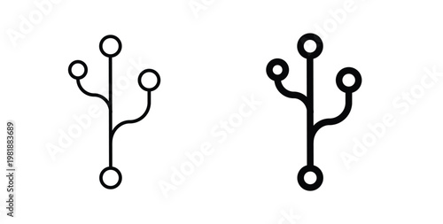 Code branch icon in black and white color. Solid and linear icons