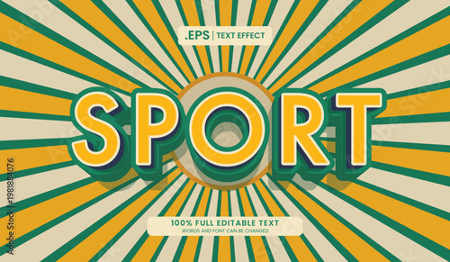 sport editable text effect, sport 3d concept vector illustration