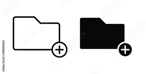 Create folder icon in black and white color. Solid and linear icons