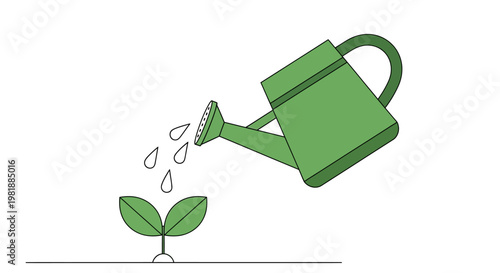 Watering Can Nurturing Small Plant Sprout.