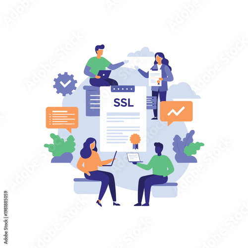 Team Collaborating On SSL Certification Document.