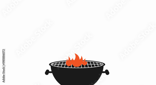 round kettle charcoal barbecue grill emitting bright flame.