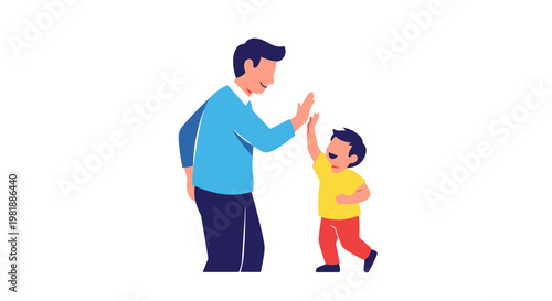 Adult and Child Share a High Five Moment.