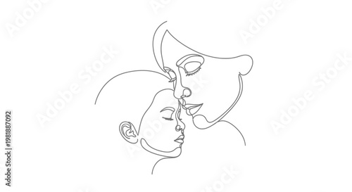 Human and dog in closeup line art portrait.