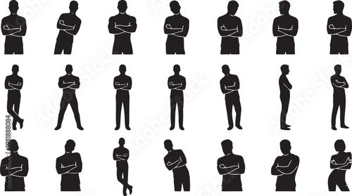18 Professional Male Silhouettes with Crossed Arms Poses.