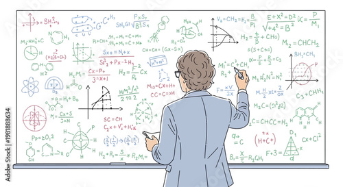 Woman writing on whiteboard with equations.
