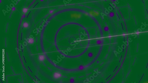 Purple rings pulsing, nodes orbiting, beam sweeping on start showing entropy on transparent black