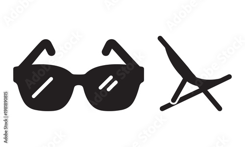 Sunglasses and beach chair with beach gear leisure time sunglasses vacation relaxation illustration minimalist representation furniture