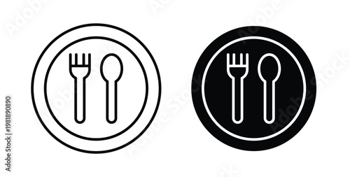 Food icon in black and white color. Solid and linear icons