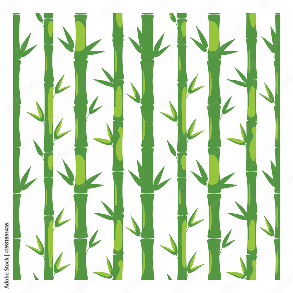 Naklejka premium Bamboo Pattern: Green Minimalist Ornamental Vector Illustration