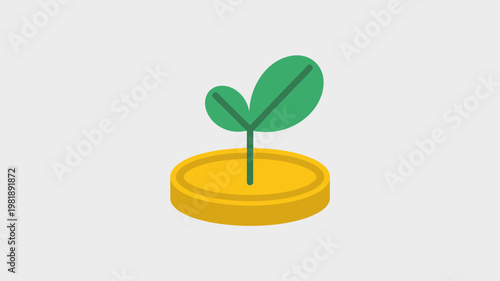 Investment growth plant illustration – Great for stock market, economic prosperity, or passive income themes.