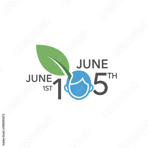 Logo of June Fifth Environmental Day with Leaf and Water Drop.