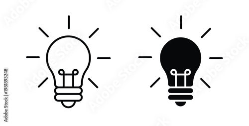Idea icon in black and white color. Solid and linear icons