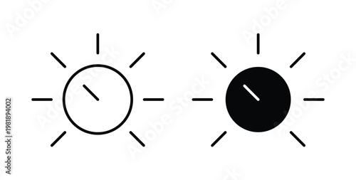 Knob icon in black and white color. Solid and linear icons