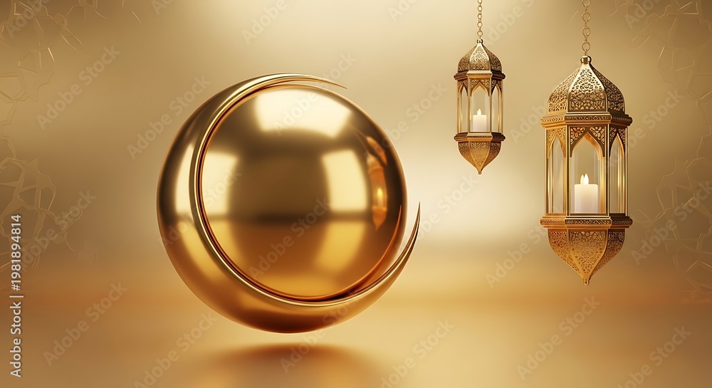 Fototapeta premium Golden Lanterns and Sphere Decoration.