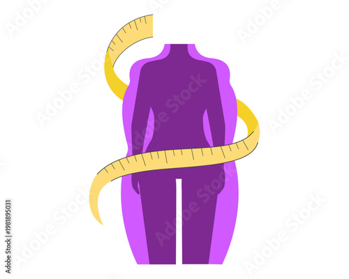 Before and after weight loss slim woman using waist ruler for measuring body Slimming and loosing weight concept